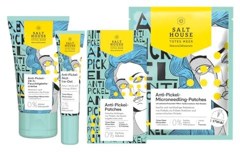 SALTHOUSE Natural Minerals Spezial-Akut-Bundle bestehend aus Microneedling-Patches (6 Patches) + Reinigungsmaske (2x6ml) + Akut-Ice-Gel (15ml) + 24h Feuchtigkeitscreme (50ml)