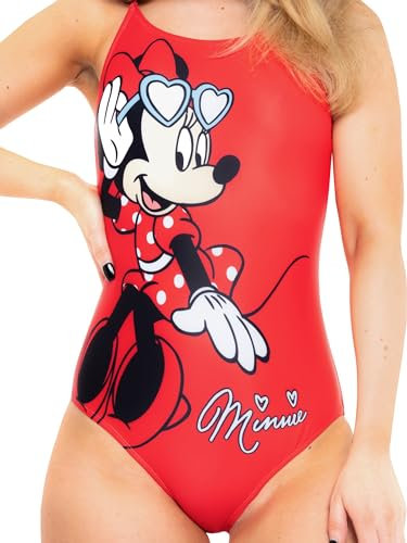 Disney Bañador Traje de Baño Minnie Mouse | Bañadores Mujer Natacion | Una Pieza Bañador Piscina Mujer | Rojo L