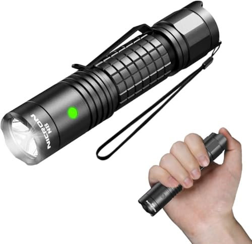 NICRON N8 Taschenlampe LED Wiederaufladbare 1300 Lumen, Taktische Endschalter IPX8 Wasserdicht 6 Lichtmodi für Outdoor Camping Notfälle Wandern