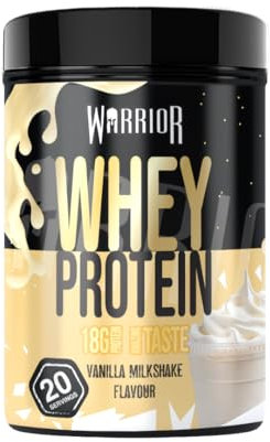 Warrior Whey Protein Powder 500g - Up to 36g* Protein per Shake – Low Sugar - Muscle Growth and Recovery Drink - Amazing Taste - 20 Servings - GMP Certified (Vanilla Milkshake)