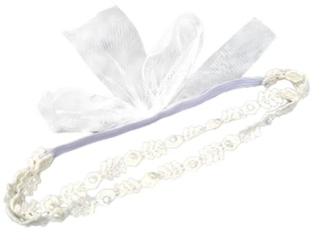 1 x Baby-Mädchen-Haarbänder, elastisches Doppelspitzen-Blumen-Stirnband, weicher Bogen-Stirnband, Haarschmuck für Mädchen, silber