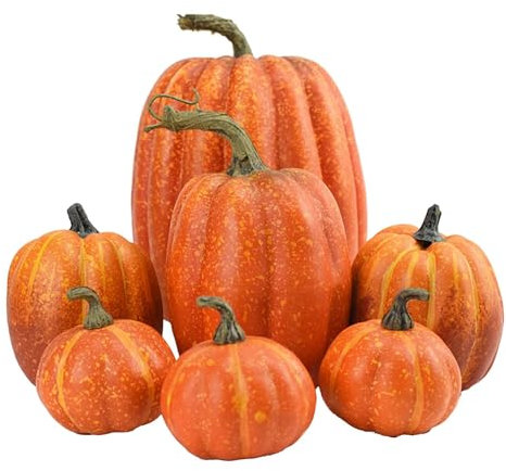 7 Piezas De Calabaza Artificial, Calabaza Artificial De Gran Tamaño, Calabaza Falsa De Espuma, Decoraciones De Calabaza Realistas, Decoración De Otoño para Acción De Gracias, Halloween, Navidad,