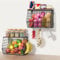 Hykiee Fruit Baskets for Kitchens, 2 Pack Metal Fruit Bowl Rack with Wood Lid & banana Hanger, Countertop/Wall Hanging Kitchen Organizer and Storage for Vegetable Veg Potato Onion, Breads and Snacks