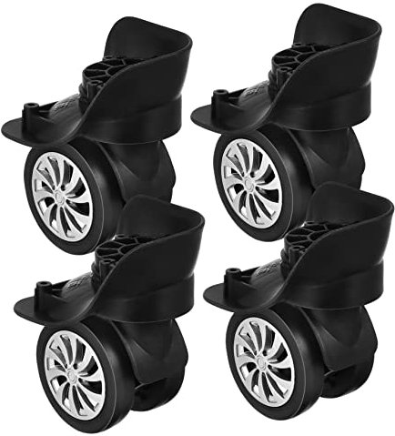 KITANDOVE 4 Stück Universalrad Docker Gepäckspinnerräder Austausch des Sprachrads Roulette-Rad Koffer mit Rollen Suitcase Wheels kofferräder Kofferrollen Schwenkrad Lenkrolle Plastik Black