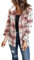 LACOZY Chemise à carreaux en flanelle à manches longues surdimensionnée pour femme, rose, M