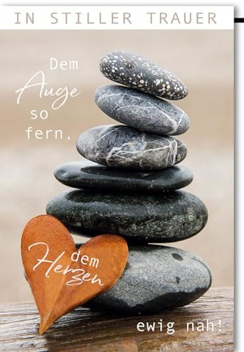 Verlag Dominique Trauerkarte in stiller Erinnerung - Herz aus Steinen, dem Auge fern, dem Herzen nah - mit Umschlag