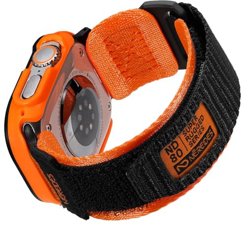 Nereides Armband mit Schutzcase für Apple Watch Ultra 49mm, Klettverschluss Armband mit Gehäuse Kompatibel mit iWatch 49mm
