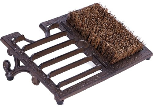 Fudontte Stiefelbürste aus Gusseisen, für den Außenbereich, robuste Stiefelschrubber mit abgewinkeltem Design, Vintage-Stil, rustikaler Kofferraumschaber mit Bürsten für den Außenbereich, Veranda,