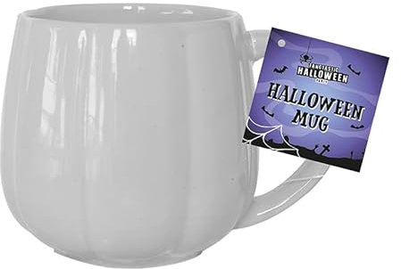 Inevitable Ceramic Pumpkin Halloween Mugs, 9cm Height x 8.5cm Diameter (White)