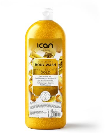 Ican London Gold Brightening Exfoliating Deep Moisturising Body Wash, 1000ml