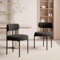 Hawthyhome Esszimmerstühle 2er Set丨Teddy Stoff Runde Boucle Stühle·Mid-Century gepolsterte Küchenstühle·Dining Chairs mit Metallbeinen·schwarz·FU01031BL-2