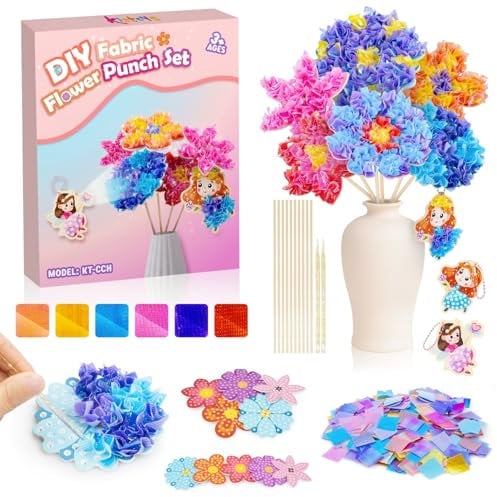 Kiztoys Bastelset Kinder ab 6-4-5 Jahre Basteln Mädchen 8 10 6 5 7 Jahre, Blumen Bastelkoffer Blumenstrauß mit Pailletten Kreativ Set für Mädchen Kindergeburtstag Geburtztag Geschenk für 3-12 Jahre