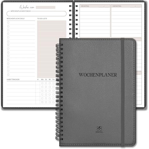 BIROYAL Undatierter Wochenplaner | Terminplaner A5 | wöchentlicher Terminkalender mit To-Do-Liste, großem Notizfeld | 64 Blatt Terminplaner auf Deutsch mit Hardcover | Planer