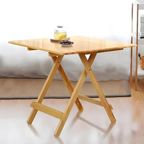 Tragbarer, klappbarer Esstisch aus Holz, erweiterbarer Esstisch für kleine Räume, ausziehbarer Holztisch für Wohnzimmer oder Küche für den Innen- und Außenbereich (Natur, L 77 x H 6 cm)