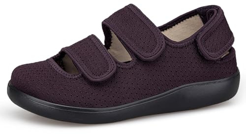 Hsyooes Sandali Diabetici Donna Pantofole Uomo Larghe Scarpe da Riabilitazione Chiusura a Strappo Scarpe Ortopediche Regolabili Antiscivolo viola EU40