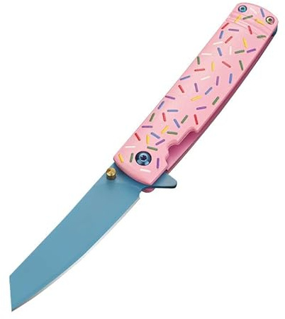 JABALUX Klappmesser Outdoor, Kompaktes Taschenmesser mit 3cr13-Stahlklinge für Camping & Survival – Leichtgewicht (Donut Pink)