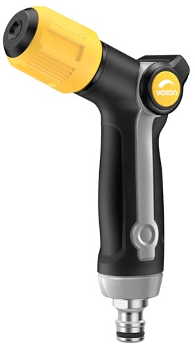 VOXON Metal Hose Pipe Spray Gun, Heavy Duty Garden Hose Spray Gun with Thumb Flow Control, 3 Adjustable Spray Patterns, High Pressure Hose Gun for Car Washing, Gardening and Window Cleaning