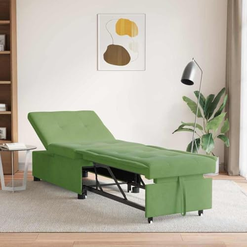 Teenpull Schlafsofa Hellgrün 67x194x38 cm, Samt, Verstellbare Kopfstützen, 3-in-1 Design, Wandelbare Couch für Wohnzimmer, Gästezimmer, Modernes Möbelstück