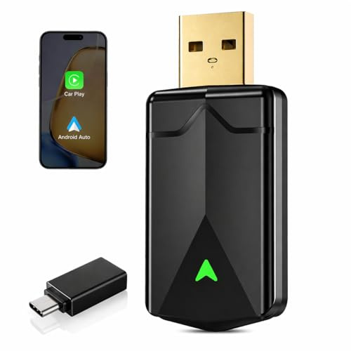 ZOUHOE Carplay Wireless Adapter – Android Auto Wireless Adapter, 5,8-GHz-WLAN, Plug & Play, Mini & Stabil, iOS 10+/Android 10+, Schnelle Auto-Verbindung für Fahrzeuge ab Baujahr 2016. (1 Stück)