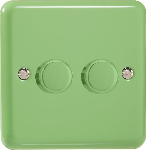 Varilight 2-Gang 2-Way V-Pro Push On/Off Rotary LED Dimmer 2 x 0-120W Beryl Green