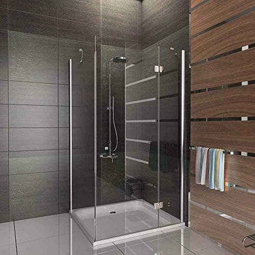 Alpenberger Antikalk Eck-Duschkabine Tür 90 cm Seitenteil 100 cm x 195 cm | Sicherheits-Glas (6 mm stark) Duschabtrennung mit hochwertiger Easy-Clean Nanoversiegelung | Großräumiges Duschvergnügen