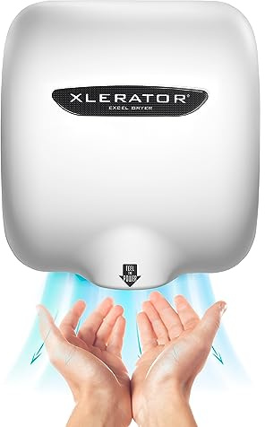 XLERATOR XL-BW Automatic High Speed Hand Dryer with White Thermoset (BMC)Cover and 1.1 Noise Reduction Nozzle, 12.5 A, 110/120 V