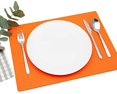 FILU Platzsets aus Filz 4er-Pack Orange eckig (Farbe und Form wählbar) 30 x 41 cm