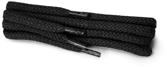 Kaps 1 Paar Hochwertige Runde Schnürsenkel, strapazierfähige Schuhbänder aus 100% Baumwolle (150 cm - 7 bis 10 Ösen / 91 - schwarz)