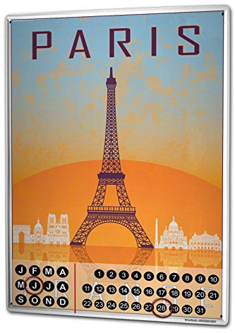 Wandkalender 2019 Jahreskalender Dauerkalender 2020 Kalender 2021 Terminplaner Fotokalender Stadt Paris Frankreich Metall Magnet