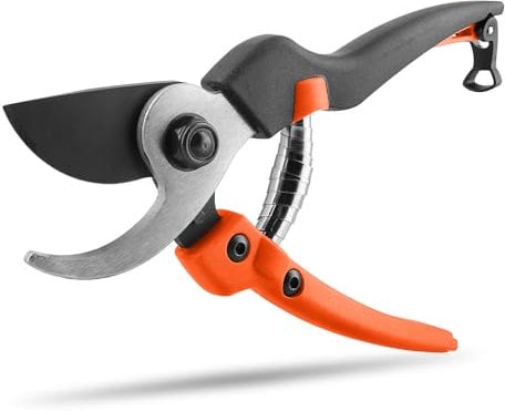 STOCKER - Praktische Gartenschere Bypass 19 cm, Scharfe Teflon-Klingen, Ø 20 mm, Ergonomische Griffe, Schnelle Öffnungsmechanik, Federleicht mit 176g, Optimaler Schnitt für Blumen, Rosen und Stauden