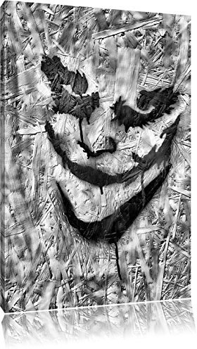 Pixxprint Böser Clown Gesicht, Größe: 120x80cm, Leinwandbild, fertig gespannt, Wandbild, Dekoration, Kunstdruck, kein Poster