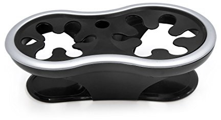 sourcingmap Rubber Self Adhesive Dual Drink Cup Bottle Holder Stand for Car Black Silver Tone