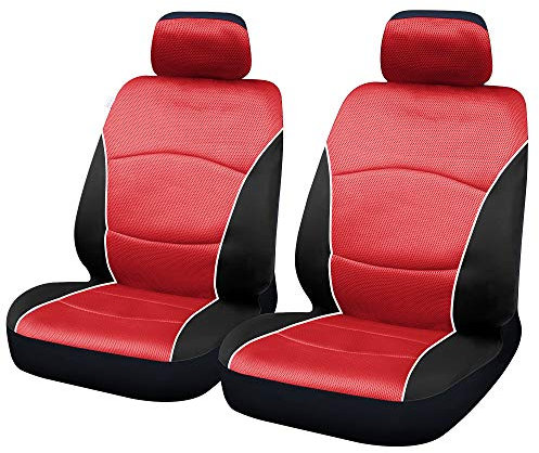 Sakura Oakleigh SS5402 Housses de siège Avant pour Voiture et Van – 1 Paire en Noir et Rouge – Ajustement Facile, 30 x 72 x 42 cm