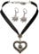 Alpenflüstern Trachtenschmuck-Set Satin-Trachtenkette Strassedelweissherz und Trachten-Ohrhänger Strass-Edelweiss - Damen-Trachten-Schmuck, Trachtenset Kette und Trachten-Ohrringe schwarz SET044