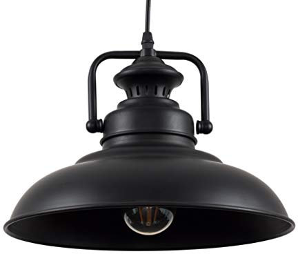 MiniSun | Industrial Style Matt Black Metal Ceiling Pendant Light Fitting | Ceiling Lights & Home Improvements Essential