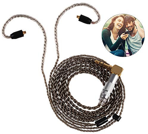 Mavis Laven MMCX Connector Cable, Braided Upgrade Silver Plated Copper Earphone Cable Replacement Headphones Cable for Shure SE215 SE535 SE846 Headphones