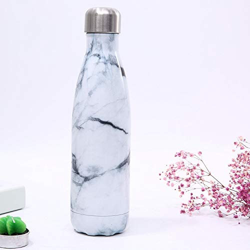 Kids Stainless Steel Water Bottle 500ML,Metal Water Bottle,Double Walled Vacuum, Small Insulated Water Bottles for School, Girls, Boys BPA Free Reusable Leak Proof for Hot/Cold Water, Marble Pattern