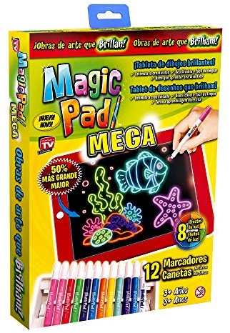Magic Pad XL Tablette magique 50% plus grande avec 12 marqueurs néon et 8 effets de lumière brillante.