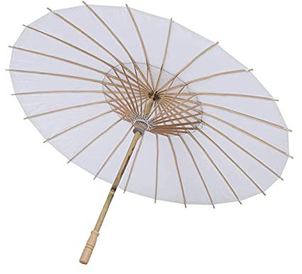 42cm Weißer Sonnenschirm, Chinesisch/Japanisch Dekorativer Papier Regenschirm DIY Schriftzug Malerei für Hochzeit, Tanz, Fotografie, Kunstzubehör, Partydekoration
