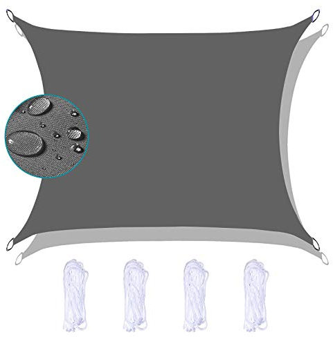FFDL Vela Ombreggiante 2X5M, Impermeabile Tenda a Vela Om Bregg Lante Resistente a Strappi Compreso Corda di Fissaggio Varie Dimensioni per Piscine Grigio Scuro