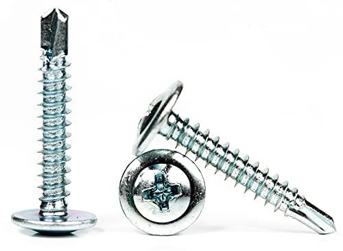 4.2mm x 65mm (Pack of 50) Self Drilling Phillips Wafer Head Screws Zinc Plated DIN7504T Self Tapping Screws for Metal Sheets Roofing Windows - F13B 4.2x65_50