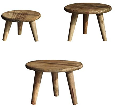 Atroy Lot de 3 tabourets décoratifs en bois de bambou naturel pour pot de fleurs