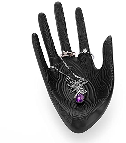 ELLDOO Buddha Hand Schmuck Tablett Ringe Halter Schmuck Display Hand Schmuck Halter Schmuckhalter Schmuckschale Aufbewahrung Dekoration, Schwarz