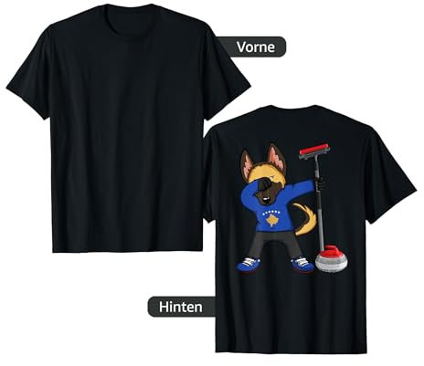 Dabbing German Shepherd Kosovo Curling Fans Trikot Sport T-Shirt