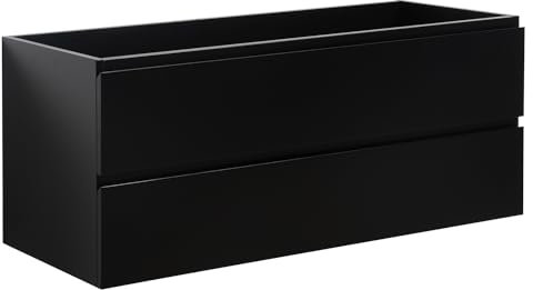 Waschbeckenunterschrank Angela 120cm - Matt Schwarz - Unterschrank Badmöbelset