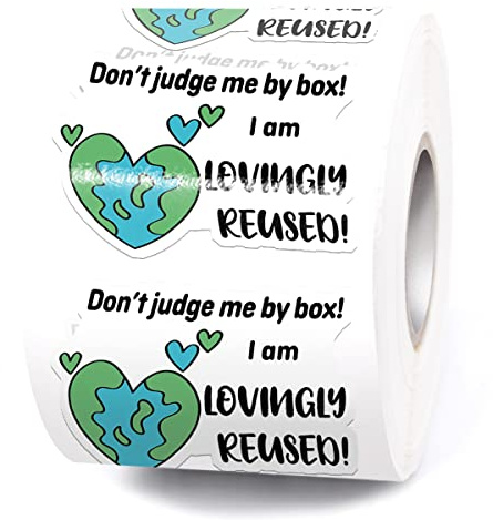 muminglong Cute Don't Judge Me by Box I Am Lovingly Reused Small Business Aufkleber, Recycling-Etiketten, lustige Verpackungsaufkleber, für Pakete, 500 Stück