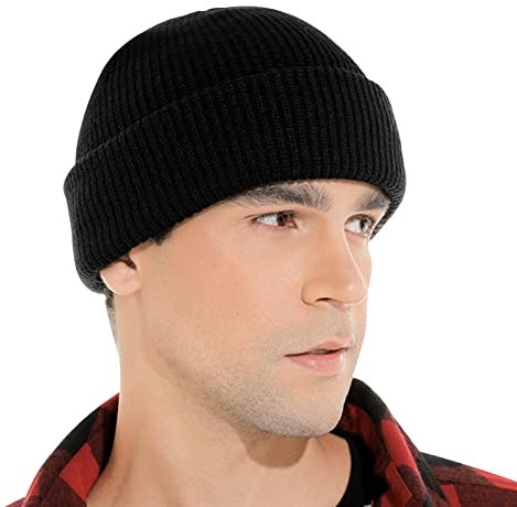 Beanie Mütze, Herren Feinstrick Beanie, Unisex warme Beanie Strickmütze, Feinstrick Mütze Doppelt Gestrickt, Wintermütze, Strickmütze für Herren und Damen, Geeignet für Outdoor-Reisesport, Schwarz