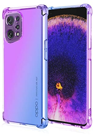 HONLEN Hülle für Oppo Find X5 Pro Case, (6.7 Inches) Transparent Farbverlauf Design TPU Silicone Handyhülle, Verstärkung mit Vier Ecken Cover Blau Lila