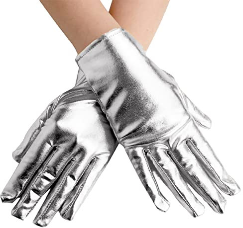 SamHeng Damen Abendhandschuhe Handgelenk Länge Handschuhe Oper Hochzeit Bankett Kleid Handschuhe für Tea Party Tanz, Silber, AS
