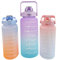 KETIEE Gourde de 2L, 2L Bouteille Sportive avec paille sans BPA, 2 litres Gourde Motivation avec Marquage du Temps, anti-fuite, pour le fitness, le camping, le yoga, les voyages (Violet Bleu)